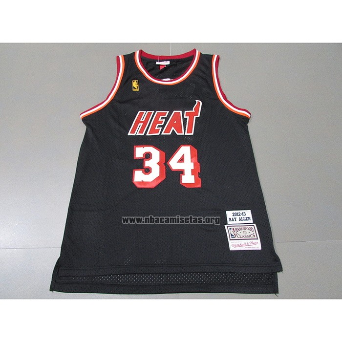 Camiseta Miami Heat Ray Allen NO 34 Mitchell & Ness 2012-13 Negro